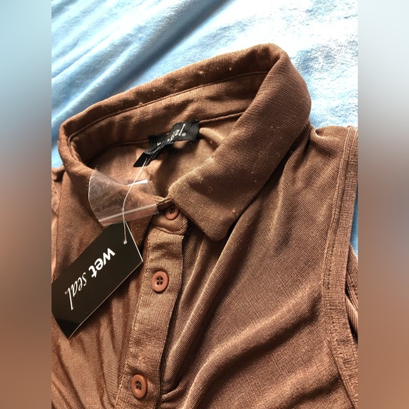 NWT TWO sexy tops sheer see through buttoned blouse crop top - Picture 6 of 17